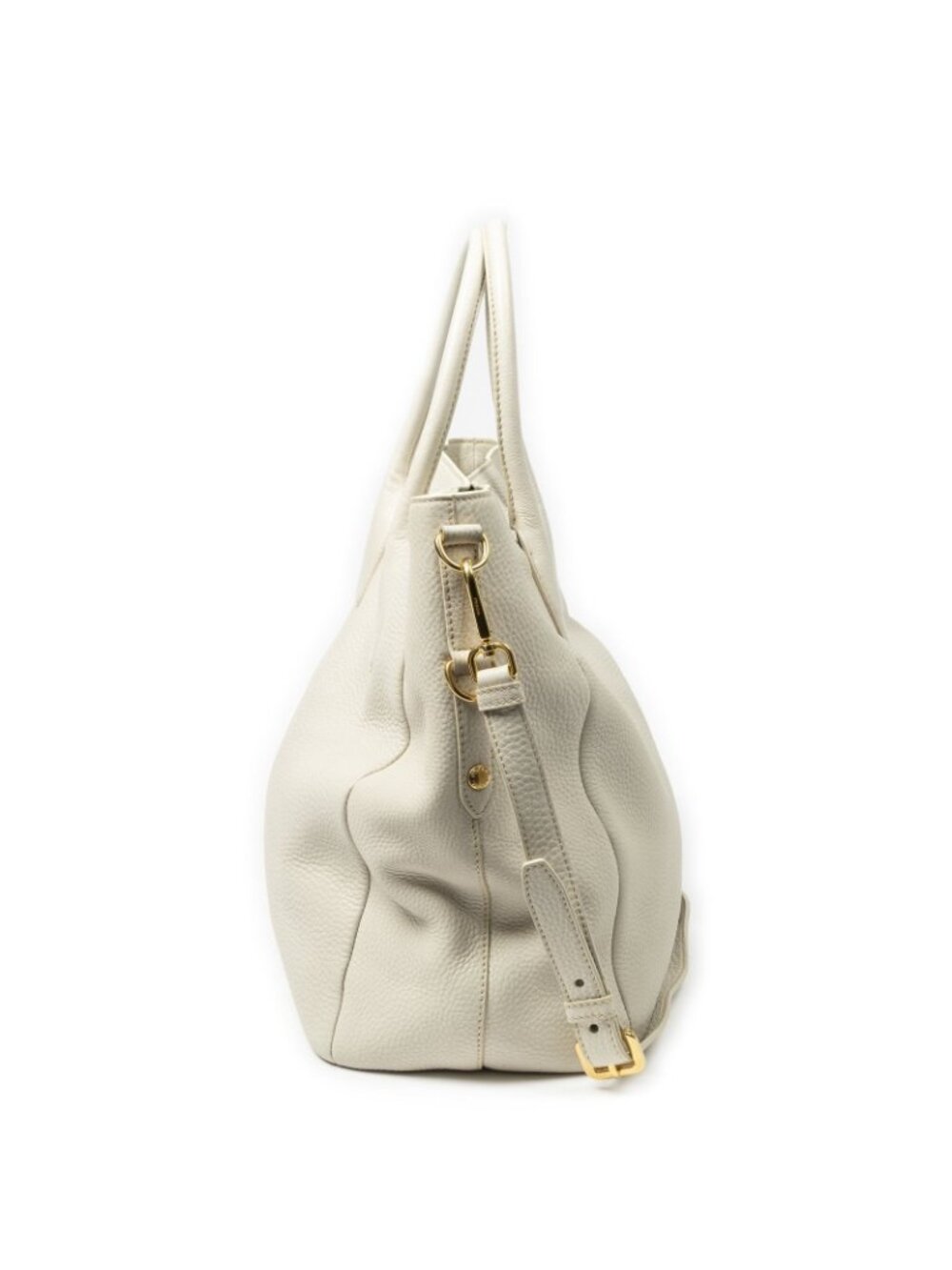 Prada Convertible Snap Button Tote Ivory Vitello Daino - Picture 3 of 10